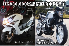 韓國Hyosung GD250N(X-5)及Daelim S300 - HK$36,800實惠價的街車與綿羊