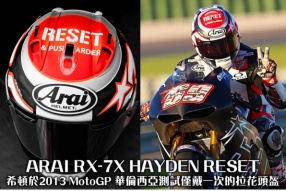 ARAI RX-7X HAYDEN RESET - 希頓於2013 MotoGP 華倫西亞測試僅戴一次的拉花頭盔