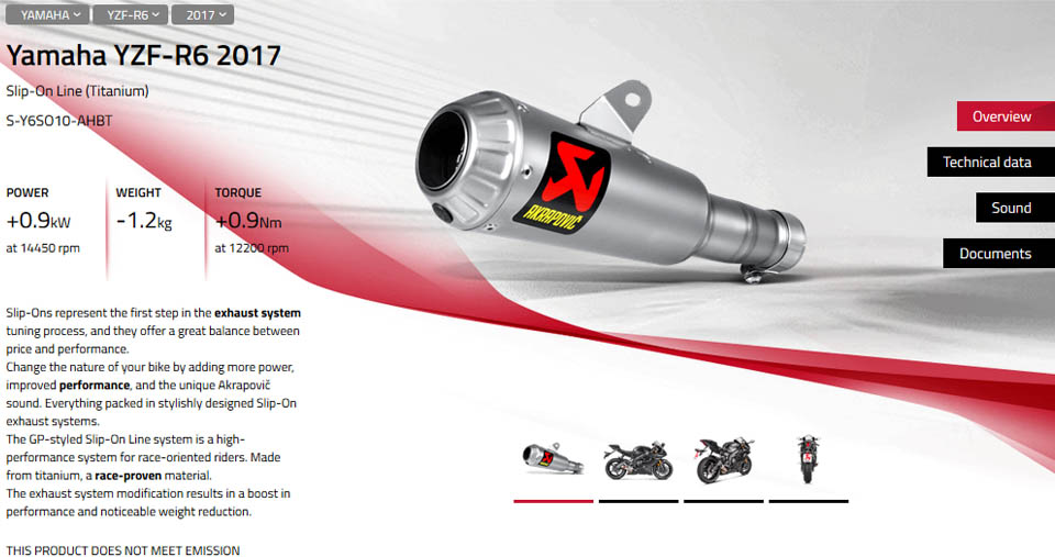 AKRAPOVIC 2017 YAMAHA R6 MEGAPHON