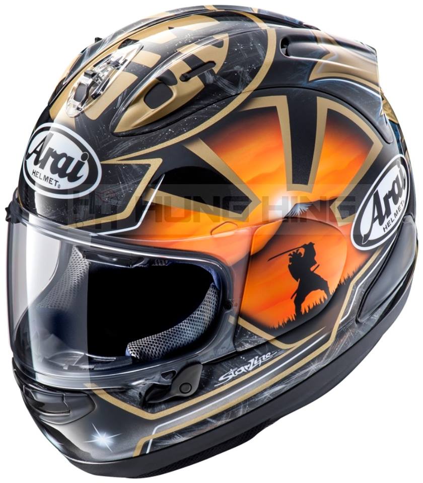 2018 Arai RX-7X PEDROSA SPIRIT GOLD BLUE XD DRAGON