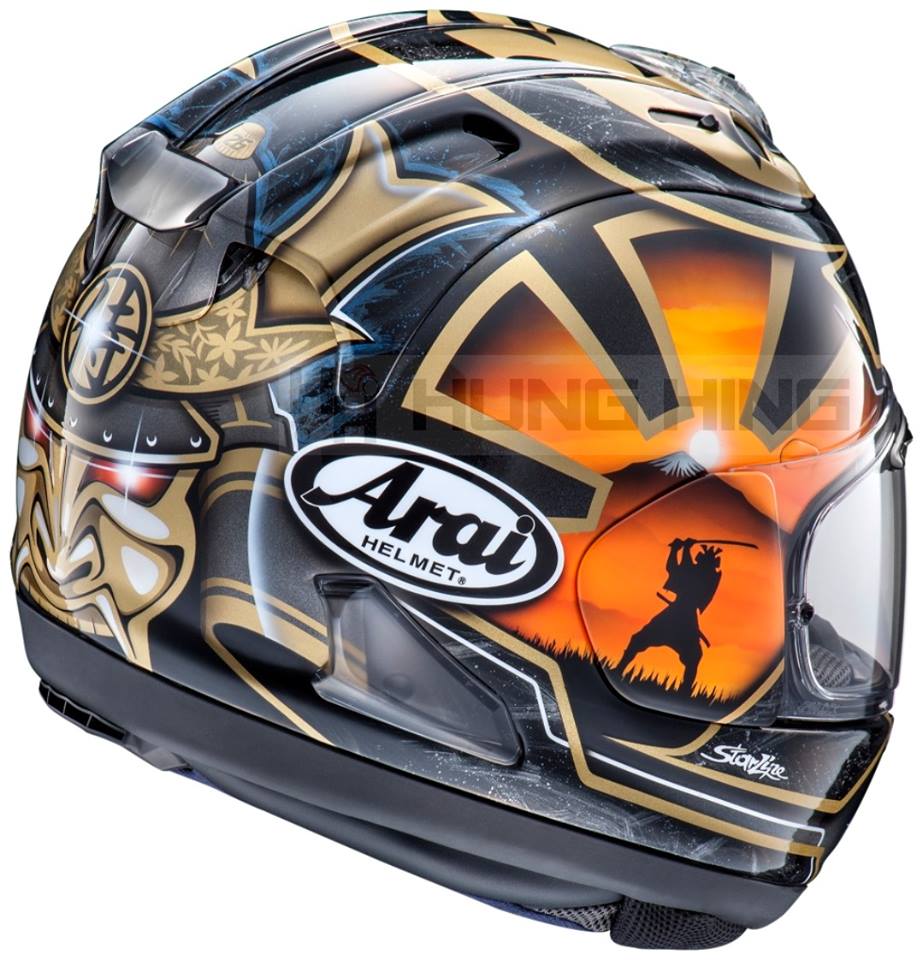 2018 Arai RX-7X PEDROSA SPIRIT GOLD BLUE XD DRAGON